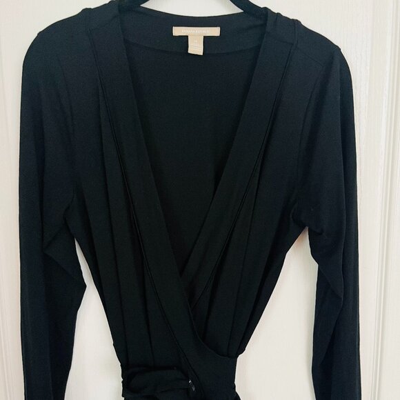 Banana Republic Classic Black Long Sleeve Rayon Wrap Dress - Picture 1 of 14